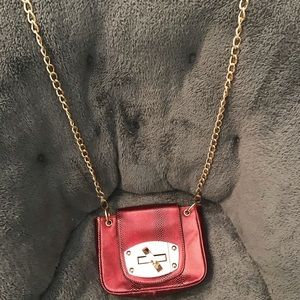 Charming Charlie Red, Chain link Crossbody Purse